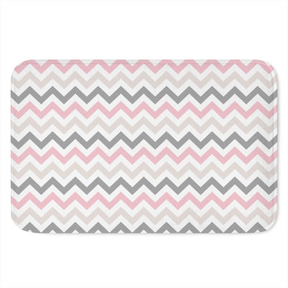 Pink White And Grey Chevron Print Indoor Door Mat