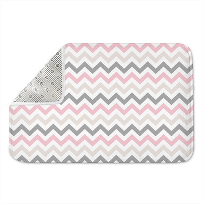 Pink White And Grey Chevron Print Indoor Door Mat