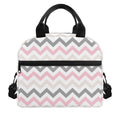 Pink White And Grey Chevron Print Insulated Lunch Bag