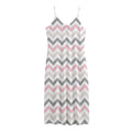Pink White And Grey Chevron Print Jersey Midi Cami Dress