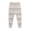 Pink White And Grey Chevron Print Jogger Pants
