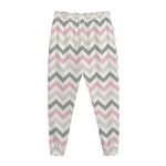 Pink White And Grey Chevron Print Jogger Pants
