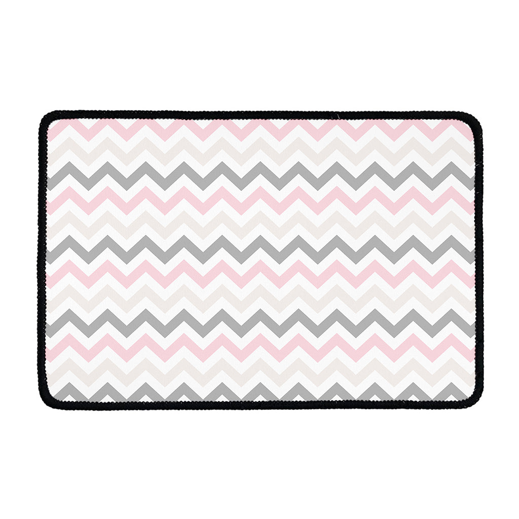 Pink White And Grey Chevron Print Kitchen Mat