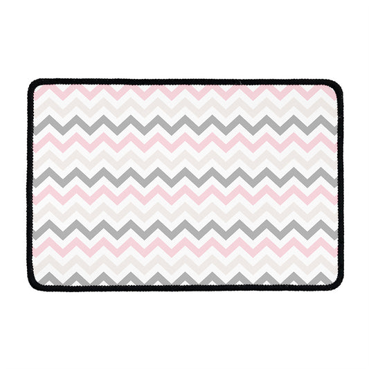 Pink White And Grey Chevron Print Kitchen Mat