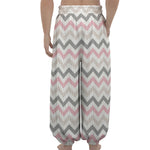Pink White And Grey Chevron Print Lantern Pants