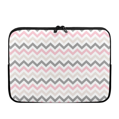 Pink White And Grey Chevron Print Laptop Sleeve
