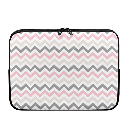 Pink White And Grey Chevron Print Laptop Sleeve