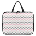 Pink White And Grey Chevron Print Laptop Sleeve With Handle