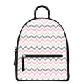 Pink White And Grey Chevron Print Leather Backpack