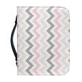 Pink White And Grey Chevron Print Leather Bible Cover