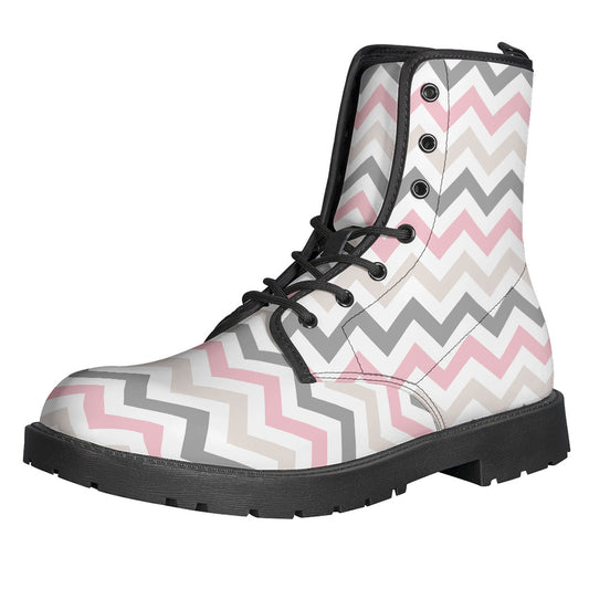 Pink White And Grey Chevron Print Backpack