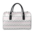 Pink White And Grey Chevron Print Leather Duffel Bag