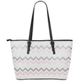 Pink White And Grey Chevron Print Leather Tote Bag With Zipper