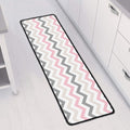 Pink White And Grey Chevron Print Long Kitchen Mat