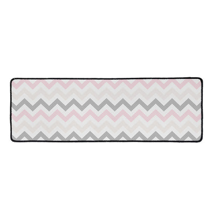 Pink White And Grey Chevron Print Long Kitchen Mat