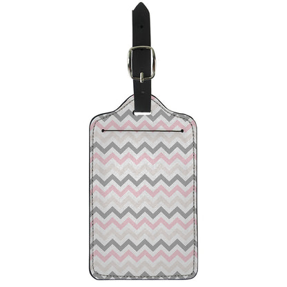 Pink White And Grey Chevron Print Luggage Tag
