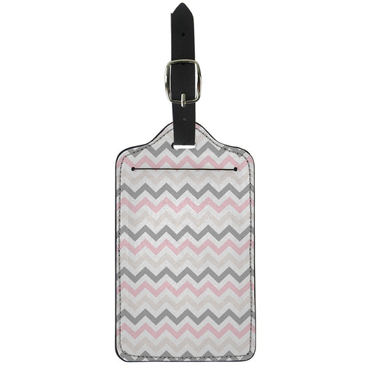 Pink White And Grey Chevron Print Luggage Tag