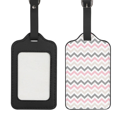 Pink White And Grey Chevron Print Luggage Tag