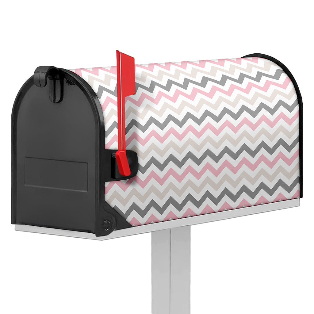 Pink White And Grey Chevron Print Mailbox Cover