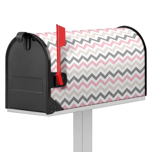 Pink White And Grey Chevron Print Mailbox Cover