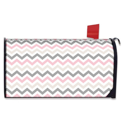 Pink White And Grey Chevron Print Mailbox Cover