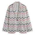 Pink White And Grey Chevron Print Men's Blazer
