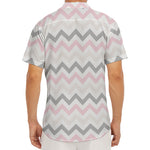 Pink White And Grey Chevron Print Men's Deep V-Neck Shirt