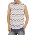 Pink White And Grey Chevron Print Men's Fitness Tank Top