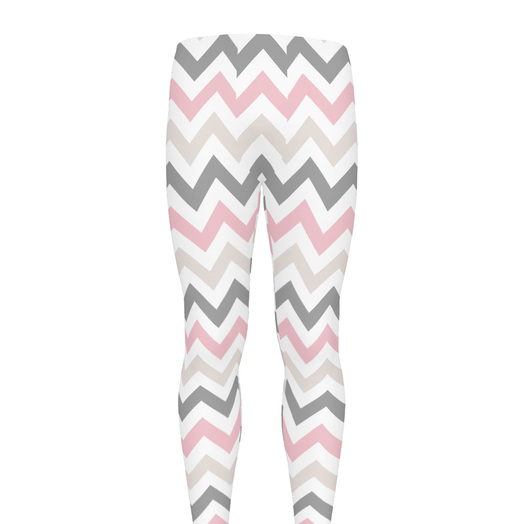 Pink White And Grey Chevron Print Men's leggings