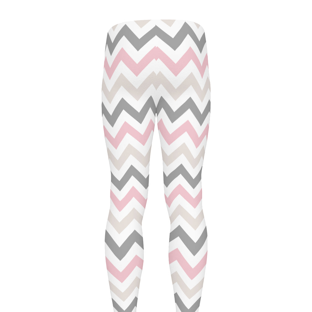 Pink White And Grey Chevron Print Men's leggings