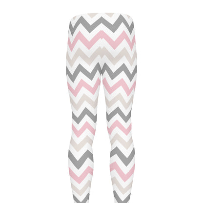 Pink White And Grey Chevron Print Men's leggings