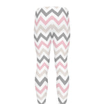 Pink White And Grey Chevron Print Men's leggings