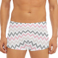 Pink White And Grey Chevron Print Men's Short Boxer Briefs