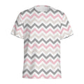 Pink White And Grey Chevron Print Men's Athletic T-Shirt