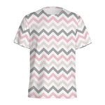 Pink White And Grey Chevron Print Men's Sports T-Shirt