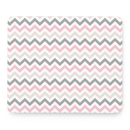 Pink White And Grey Chevron Print Mouse Pad