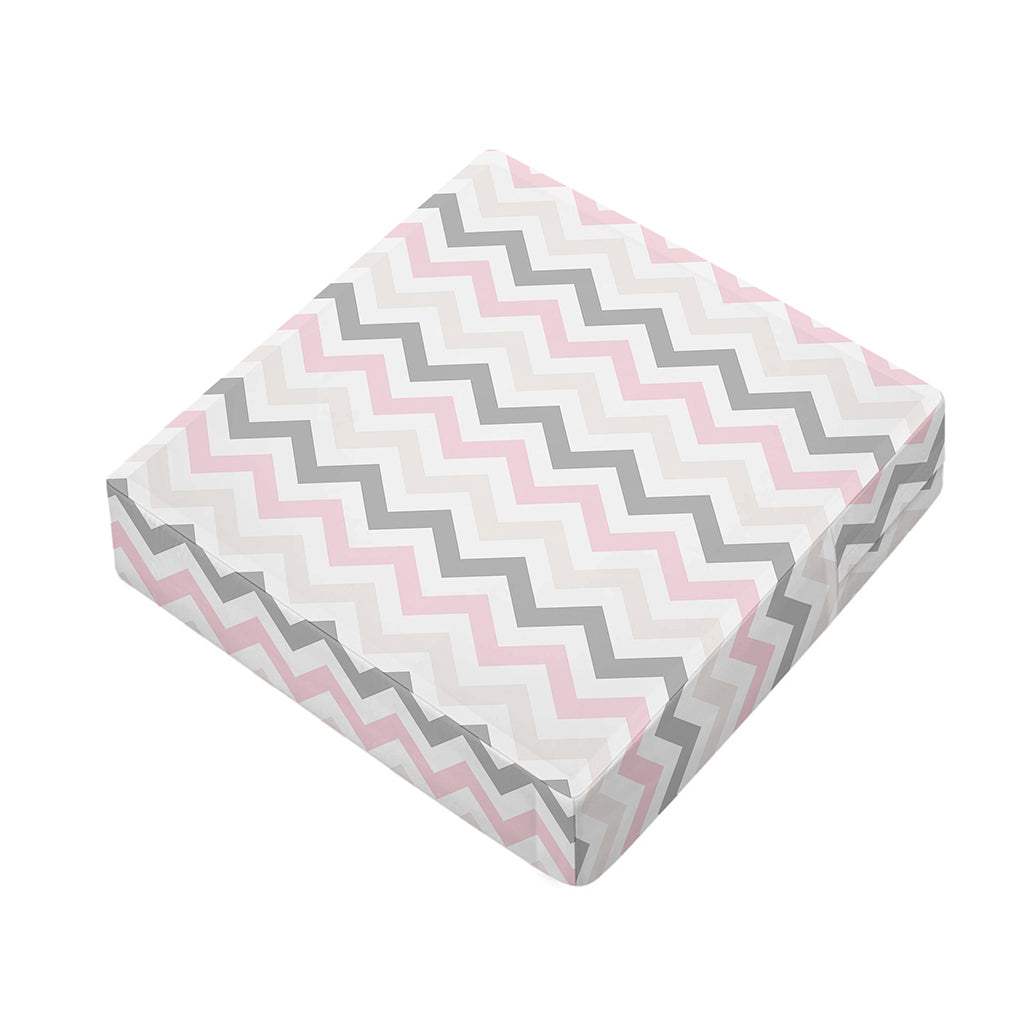 Pink White And Grey Chevron Print Outdoor Seat Cushion Cover