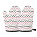 Pink White And Grey Chevron Print Oven Mitts