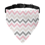 Pink White And Grey Chevron Print Over The Collar Dog Bandana