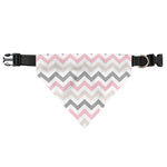 Pink White And Grey Chevron Print Over The Collar Dog Bandana
