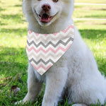 Pink White And Grey Chevron Print Over The Collar Dog Bandana