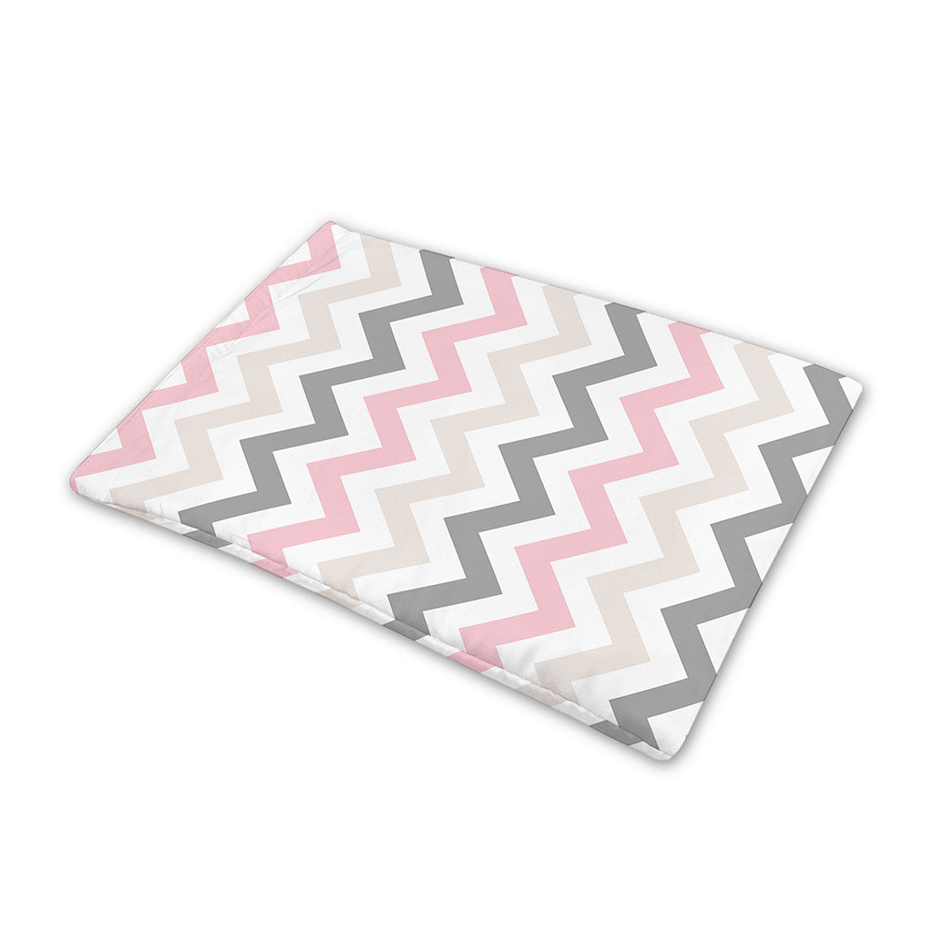 Pink White And Grey Chevron Print Pet Cooling Mat Cover