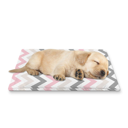 Pink White And Grey Chevron Print Pet Cooling Mat Cover