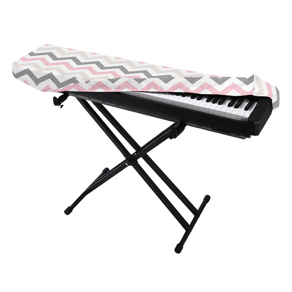 Pink White And Grey Chevron Print Piano Keyboard Cover