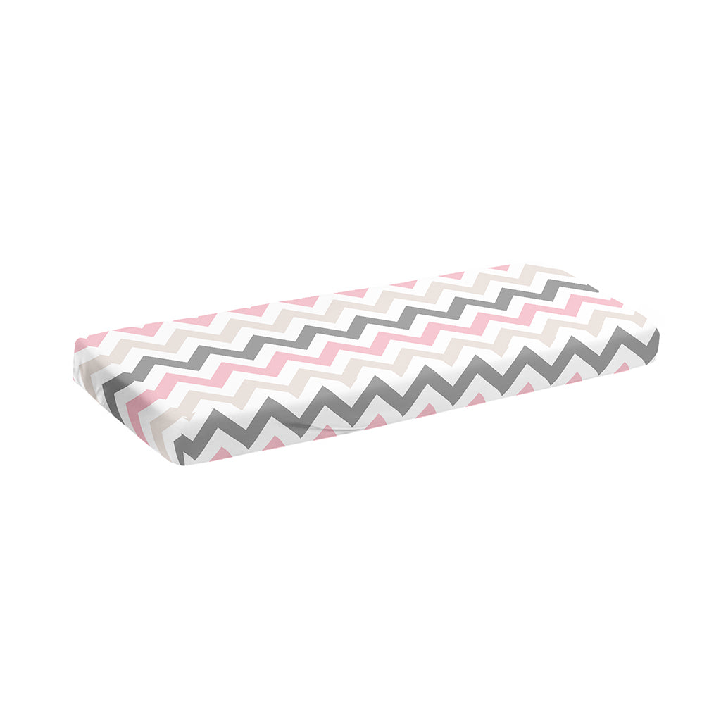 Pink White And Grey Chevron Print Piano Keyboard Cover