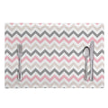 Pink White And Grey Chevron Print Placemat
