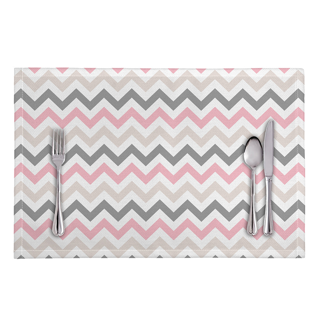 Pink White And Grey Chevron Print Placemat