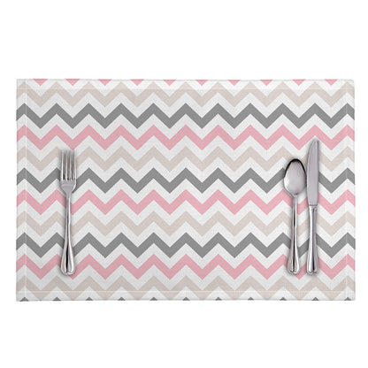 Pink White And Grey Chevron Print Placemat