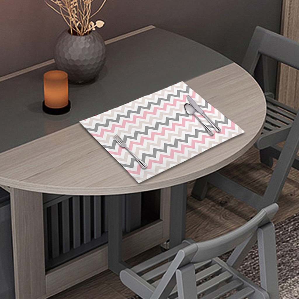 Pink White And Grey Chevron Print Placemat