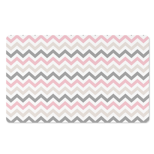 Pink White And Grey Chevron Print Polyester Doormat